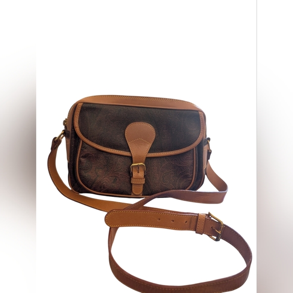Handbags - ‼️Sold‼️Etro Brown Leather-Trim Crossbody Bag